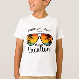 Retro Palm Trees Sunglasses Family Vacation  T-Shirt