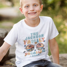 Retro palm trees sunglasses groovy family vacation