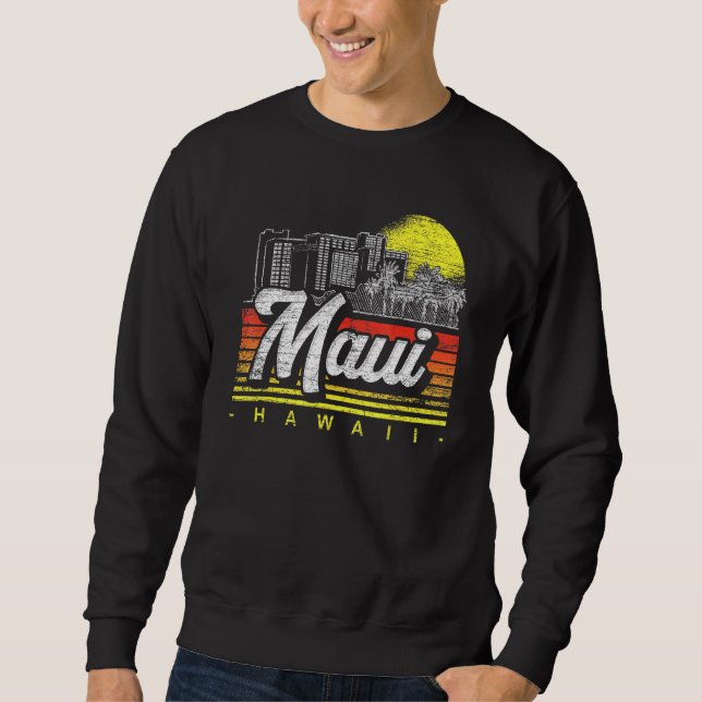 Retro Palm Trees Tropical Hawaiian Summer Sunset M Sweatshirt (Front)