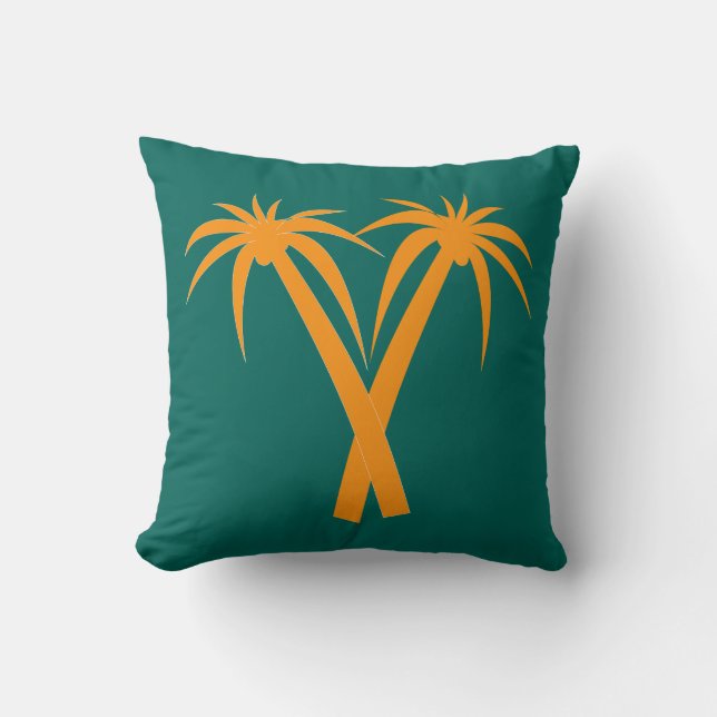 Retro Palm trees tropical orange Throw Pillow (Front)
