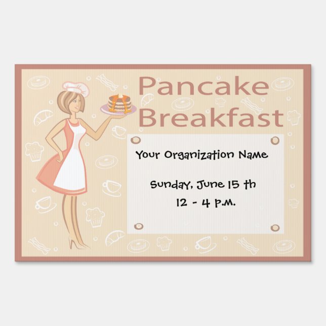 Retro Pancake Breakfast Yard Sign (Front)