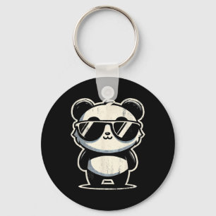 Retro Panda In Sungles Bbq Pool Party Funny Panda  Keychain