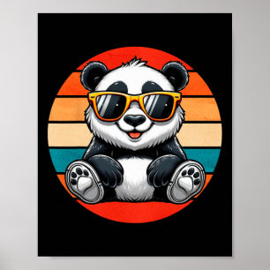 Retro Panda In Sungles Bbq Pool Party Funny Panda Poster