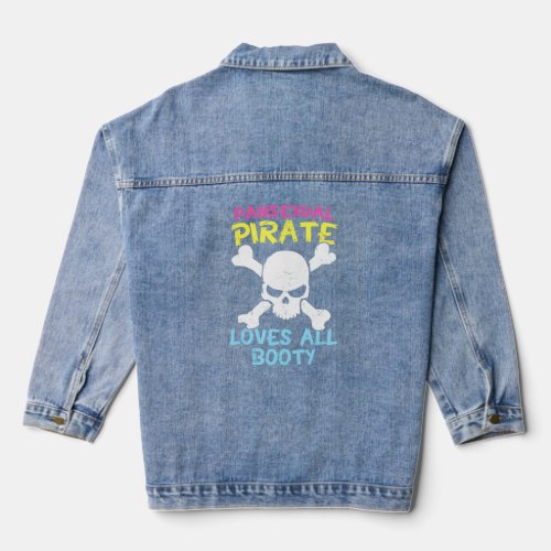 Retro Pansexual Pirate Loves All Booty Cute Lgbt P Denim Jacket