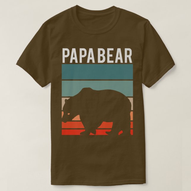 Retro Papa Bear Hiking Camping Lover New Dad Annou T-Shirt (Design Front)