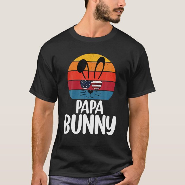 Retro Papa Bunny, Happy Easter Daddy Bunny Matchin T-Shirt (Front)