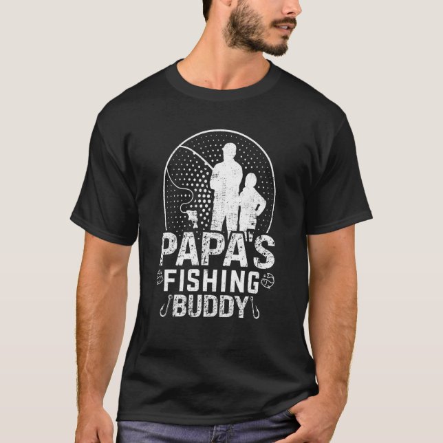 Retro Papa's Fishing Buddy  Fishing 1 T-Shirt (Front)