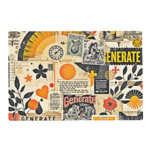 Retro Paper Ephemera Mix Placemat