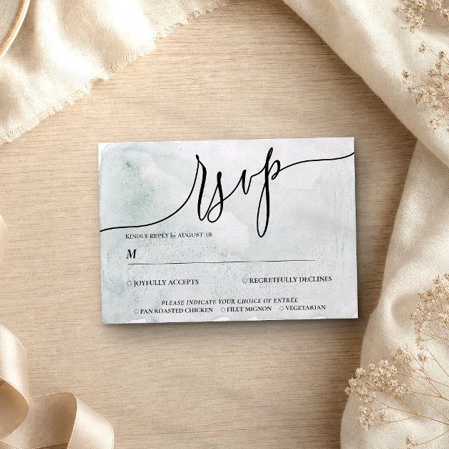 Retro Paper Greenery Simple Calligraphy Boho RSVP Card