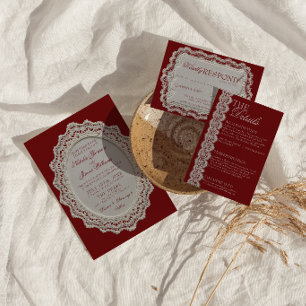 Retro Paper Lace Old Money Doily Photo Wedding Invitation