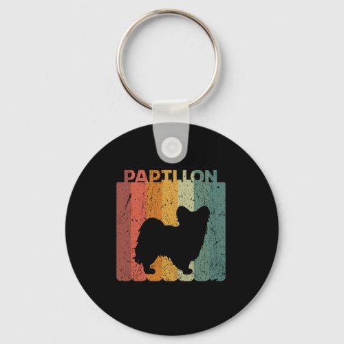 Retro Papillon Dog Dog Lover Gift Idea Keychain