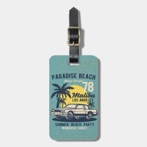 Retro Paradise Beach Party Classic Car Poster Luggage Tag