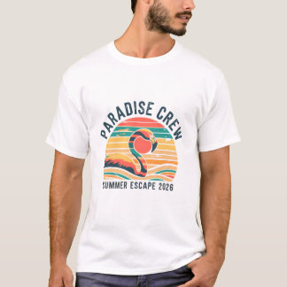 Retro Paradise Crew Summer Escape 2026 Flamingo T-Shirt