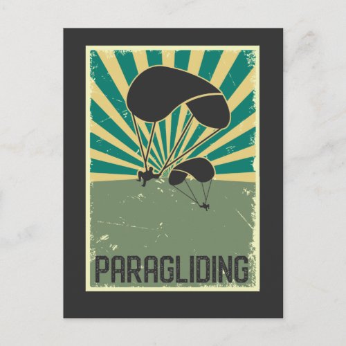 Retro Paragliding Art Flying Hobby Paraglider Postcard
