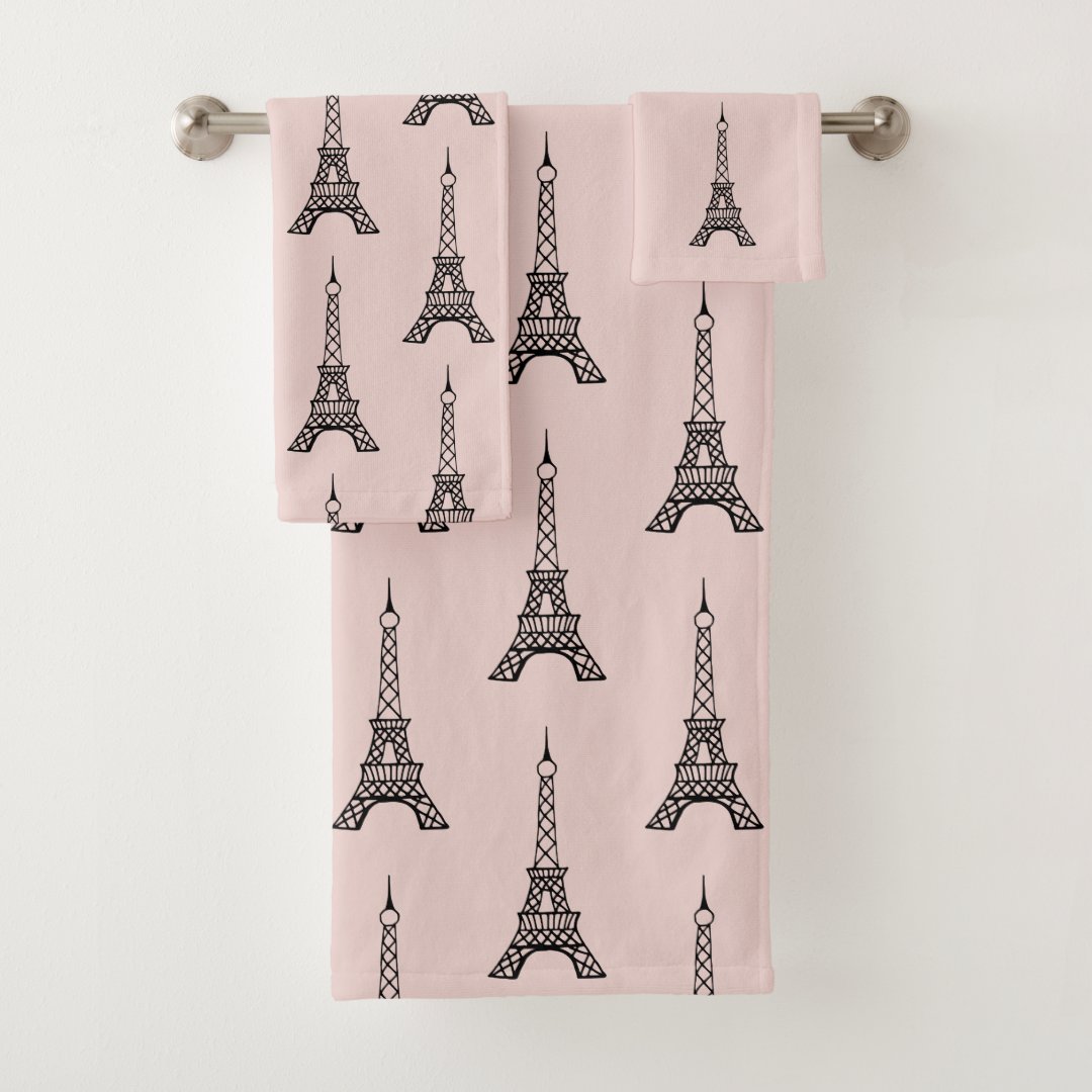 Retro Paris Eiffel Tower Bath Towels Set Gift (Insitu)