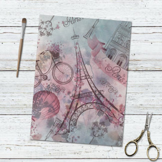 Retro Paris France Floral Pattern decoupage Tissue Paper