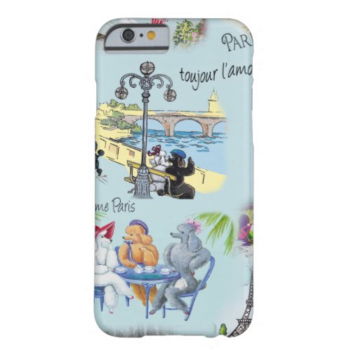 Retro Paris Poodle Collage Barely There iPhone 6 Case