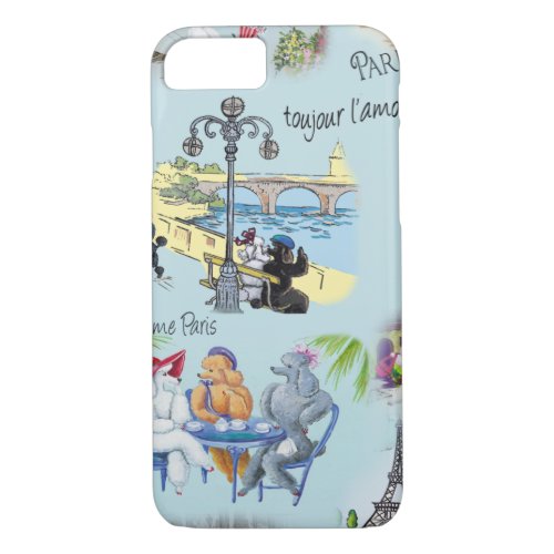 Retro Paris Poodle Collage iPhone 87 Case