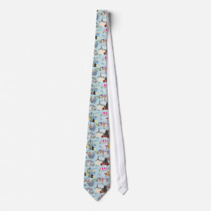 Retro Paris Poodle Collage Neck Tie