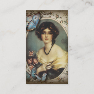 retro parisian fashion floral  victorian business card