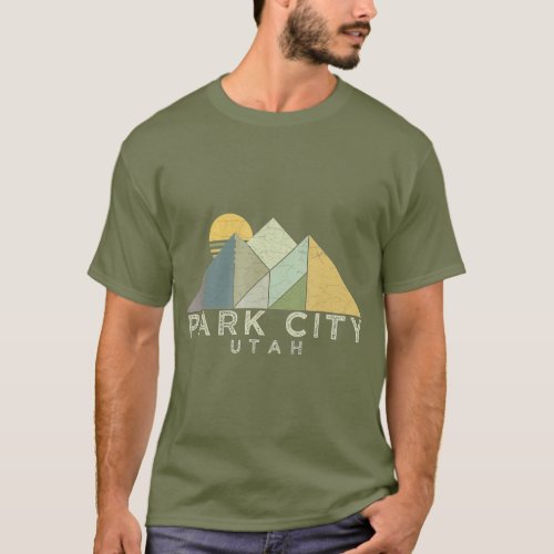 Retro Park City Utah  Distressed Hiking T_Shirt