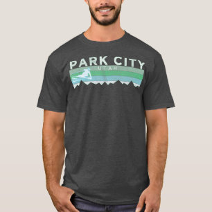 Retro Park City Utah Distressed Skiing T-Shirt