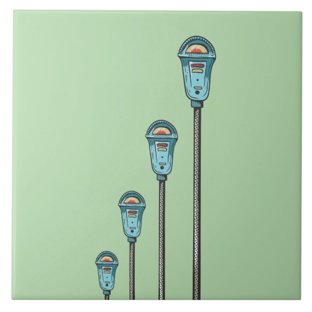 Retro parking meter ceramic tile (Front)