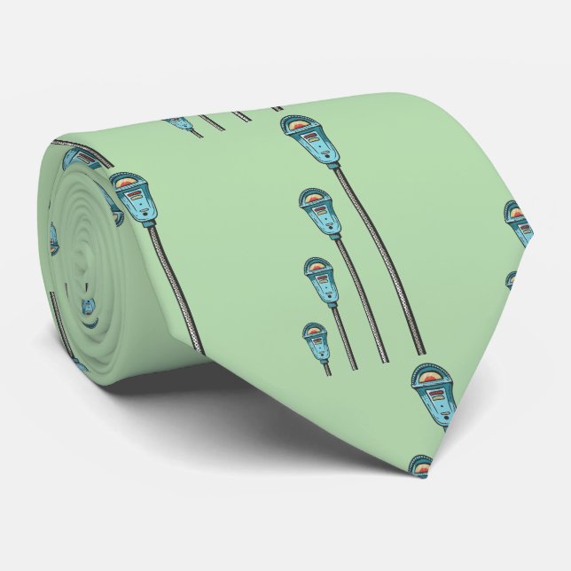 Retro parking meter neck tie (Rolled)
