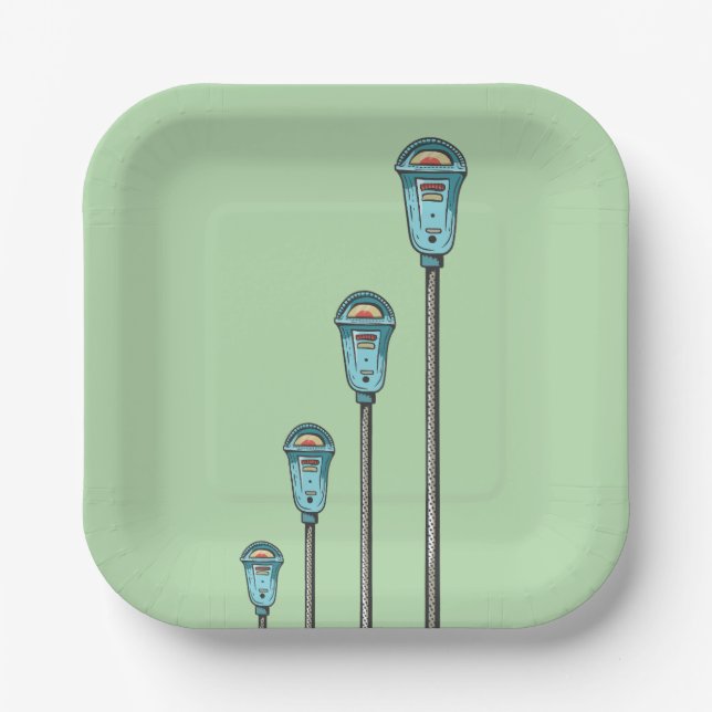Retro parking meter paper plates (Front)