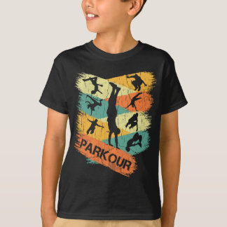 Retro Parkour for Boys Silhouette Vintage Free Ru T-Shirt