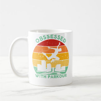 Retro Parkour Silhouette Obsessed With Parkour Coffee Mug