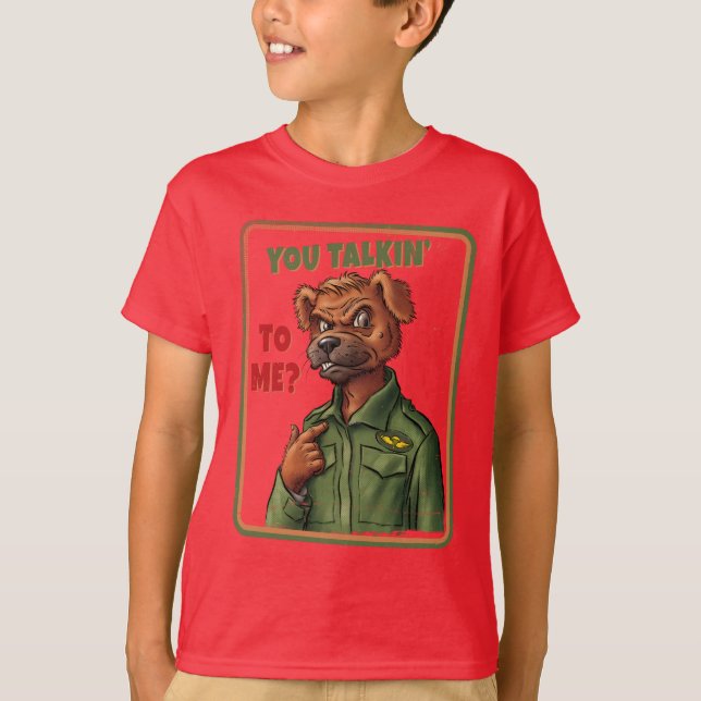 Retro Parody Dog – You Talkin’ to Me? T-Shirt (Front)