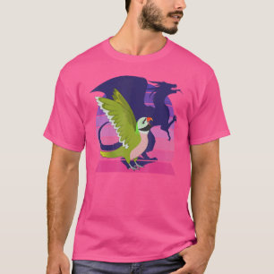 Retro Parrot I Winged Dragon I Moustache Parakeet T-Shirt