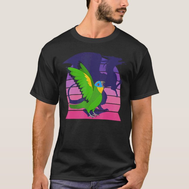 Retro Parrot I Winged Dragon I Orange winged Amazo T-Shirt (Front)