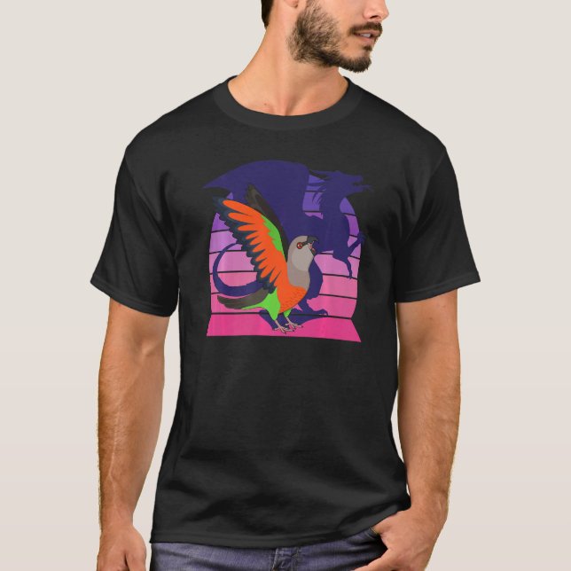 Retro Parrot I Winged Dragon I Screaming Red Belli T-Shirt (Front)