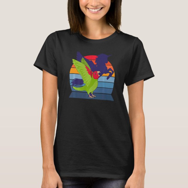 Retro Parrot I Winged Unicorn I Screaming Red mask T-Shirt (Front)