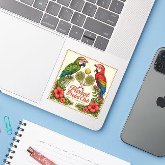 Retro Parrot Padel Club Miami Square Sticker