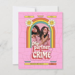 Retro Partner in Crime BFF Valentine's Day Card