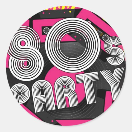 Retro Party Background Classic Round Sticker