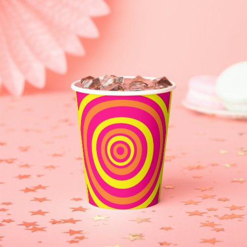 Retro Party Cups With Hot Pink Orange and Yellow