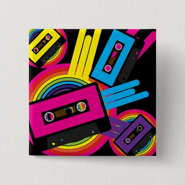 Retro Party Design Pinback Button (Front)