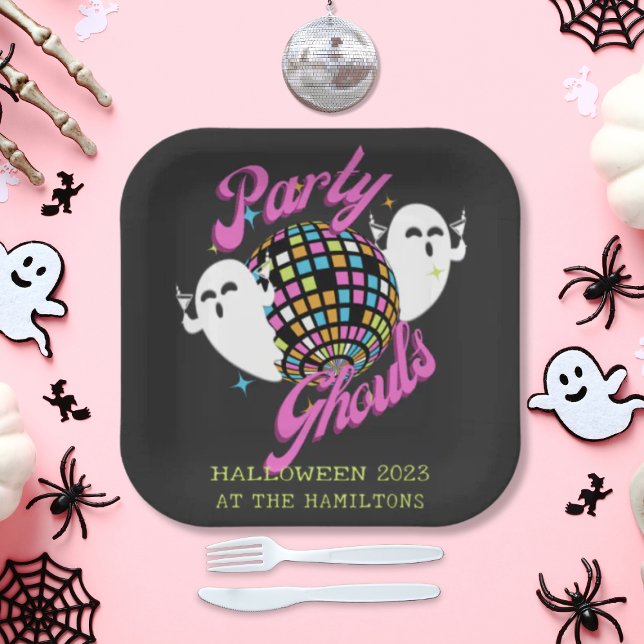 Retro Party Ghouls Halloween Ghosts Paper Plates (Creator Uploaded)