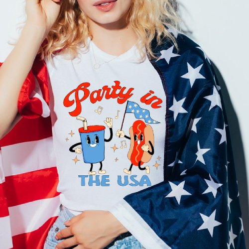 Retro Party in the USA 4th of July T_Shirt