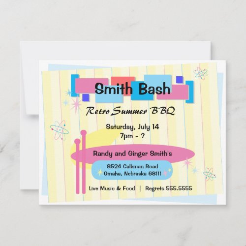 Retro Party Invite Postcard