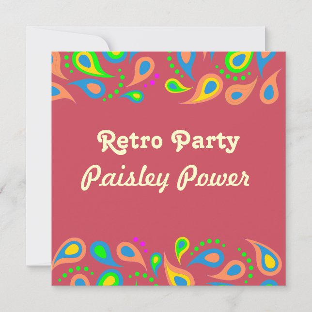 retro party -paisley pattern invitation (Front)