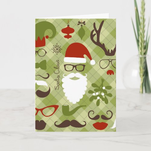 Retro Party Set _ Santa Claus Beard Hats Deer Holiday Card