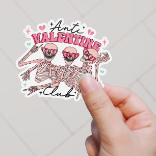 Retro Party Skeleton Anti-Valentine Club Vinyl Sticker
