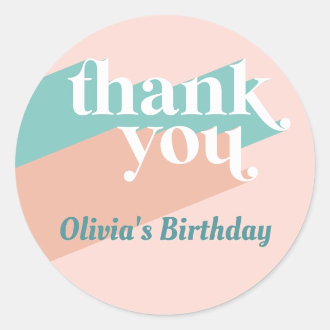 Retro Party Thank You Classic Round Sticker (Front)