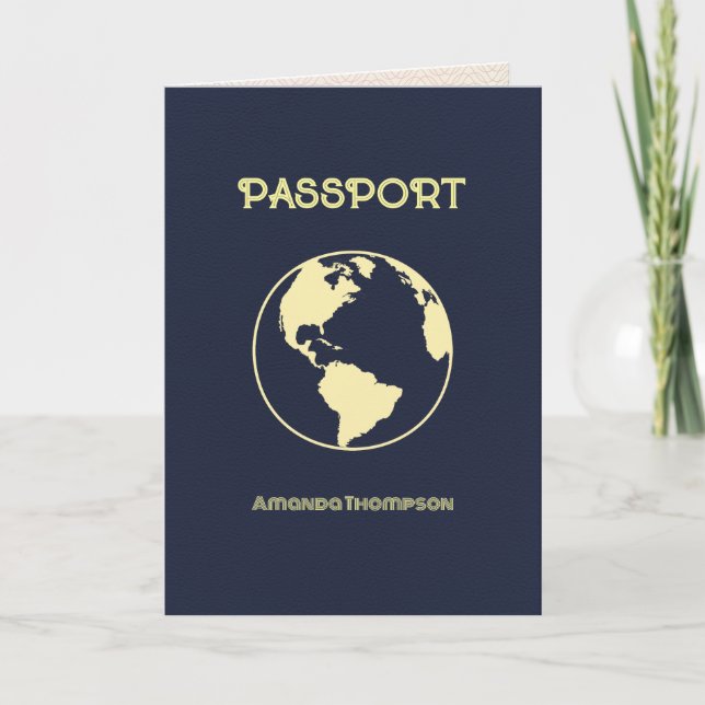 Retro Passport themed Birthday Party Invitation (Front)
