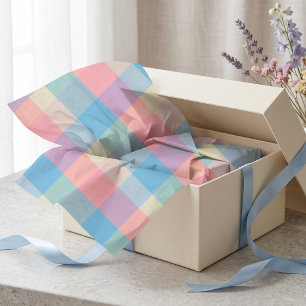 Retro Pastel Argyle Pink Blue Diamond Checkerboard Tissue Paper